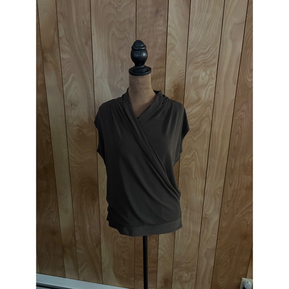 New York & Company Tops - New York & Company Brown Sleeveless Draped Surplice Wrap Blouse Medium Office